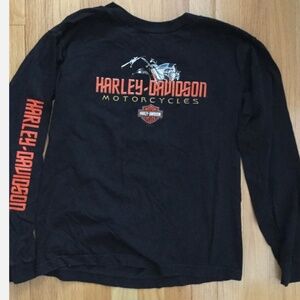 Harley Davidson Boy Shirt Size 14 16 Pirate Long Sleeve Cayman Black Orange